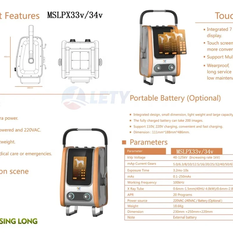 Portable X-ray Machine Veterinary X-ray portable x ray for pet with Touch Screen