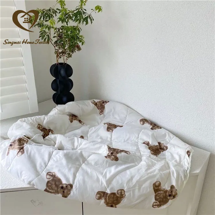 Songmai Super Soft Baby Blanket Cartoon Bear Thin Quilt Blanket Babies Summer Bedding Kids Soft Bed Newborn Sleeping Accessories