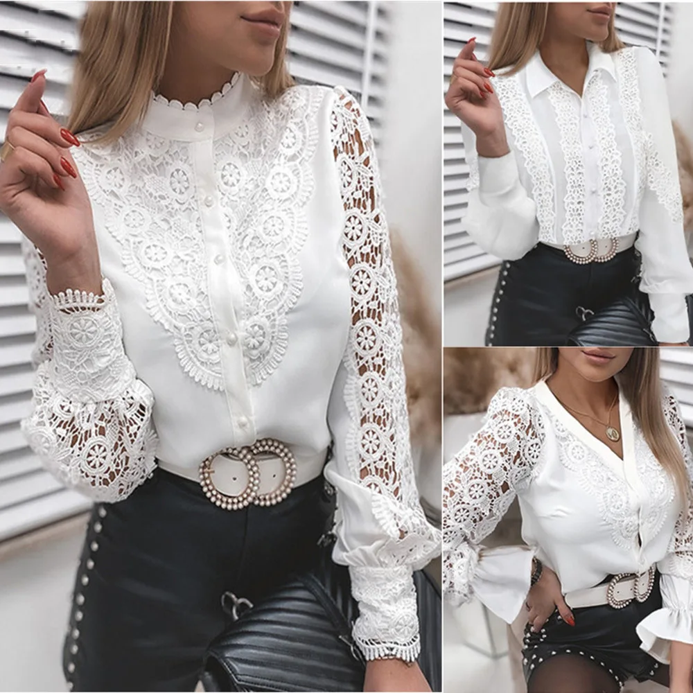 Fast Shipping Women Clothing Casual Loose Balloon Sleeve Ladies Crinkle Blouse Tops