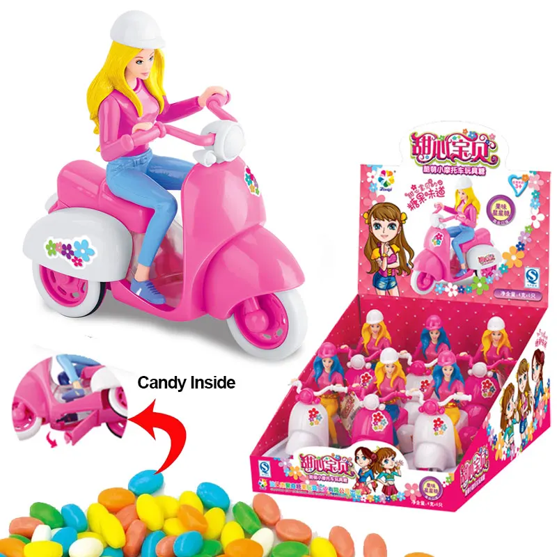 Hard Candies Toy Pull Back Mini Scooter Candy Motorcycle Car Toy Candy Dulces