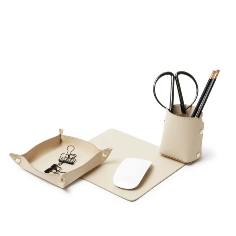 Modern Leather Desk tray Set Office Desk Oragnize Travel Desk Mouse Pad Storage Tray