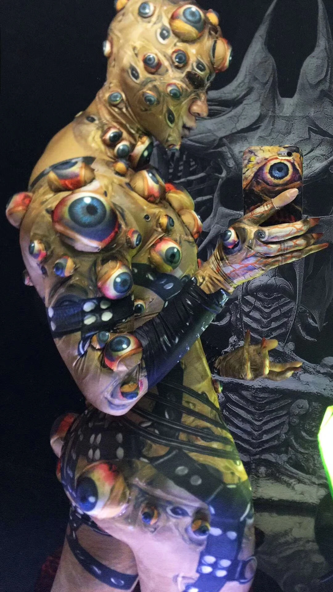 Personality Stretch Terror Eyeball Rompers Club Halloween Party Men Jumpsuit Monster Cosplay Costumes Performance Stage Costume