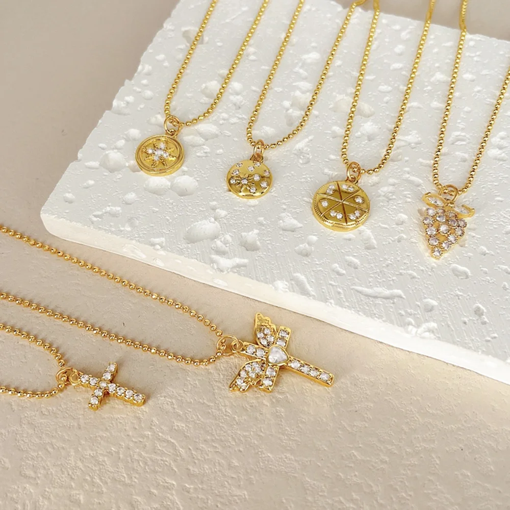 18k gold plated jewelry joyeria wholesale cross and coin necklace