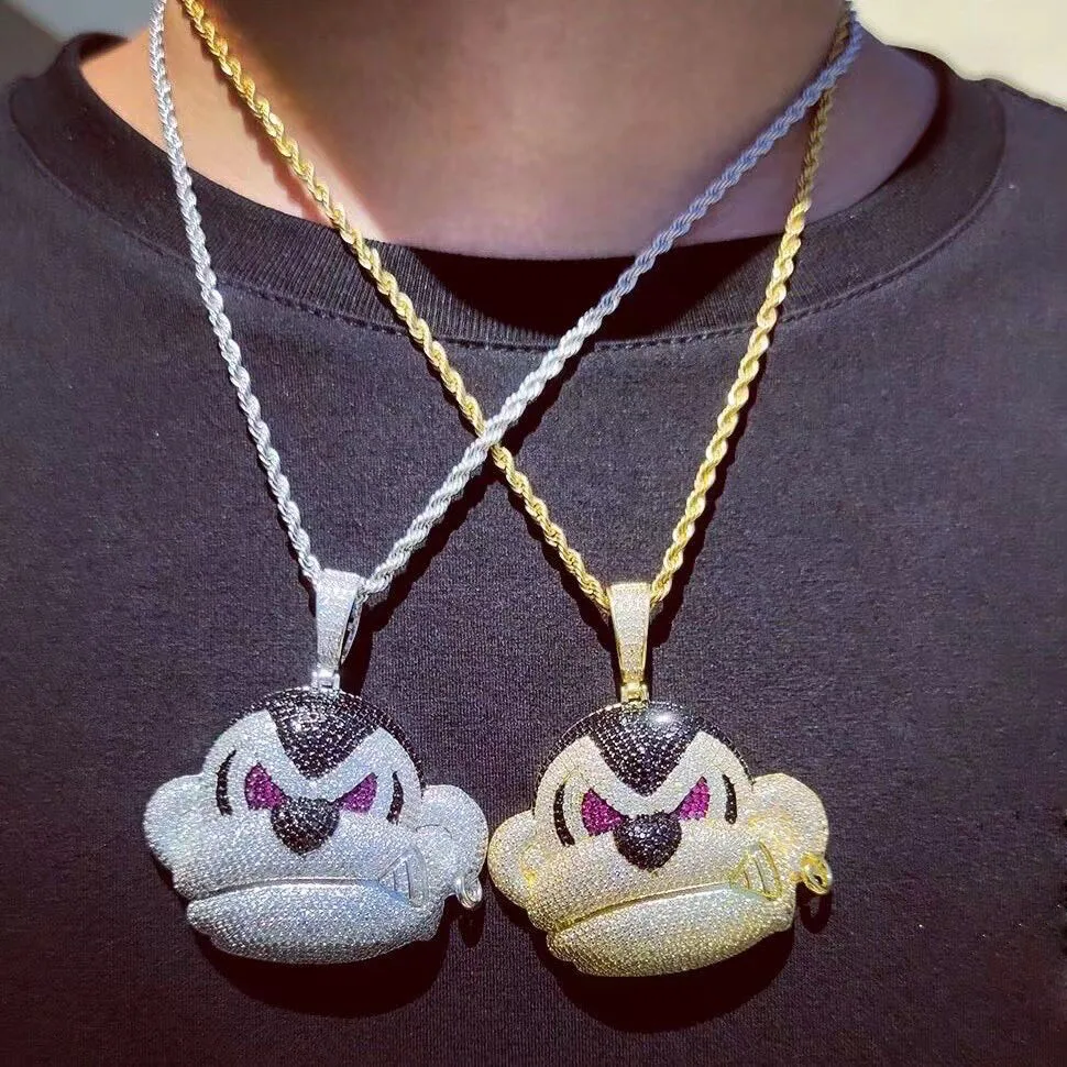 New Custom 3D Cartoon Pendant Bling Out Personalize Made Rhodium Plated Real Gold CVD Moissanite  Diamond Engraved Name Pendants