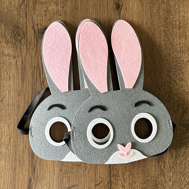 2024 Custom Design Durable Soft Wool Felt Fabric Fashionable 3D Looking animals Half Face Mask for Kids for Halloween Parties