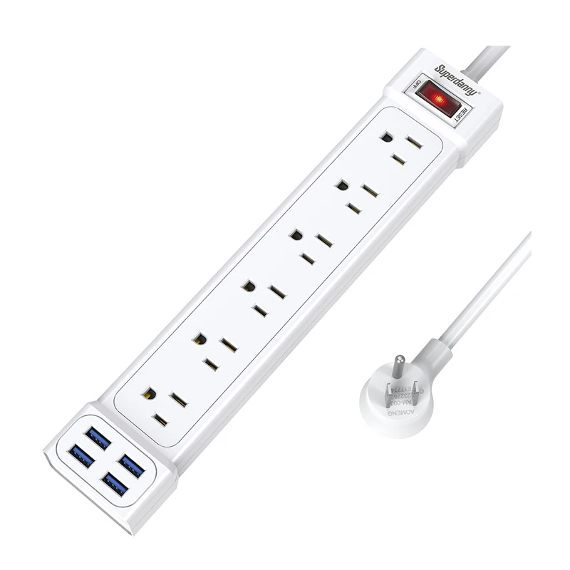 Widely used 6 sockets 4 usb ports waterproof power strip extension surge protector power strip