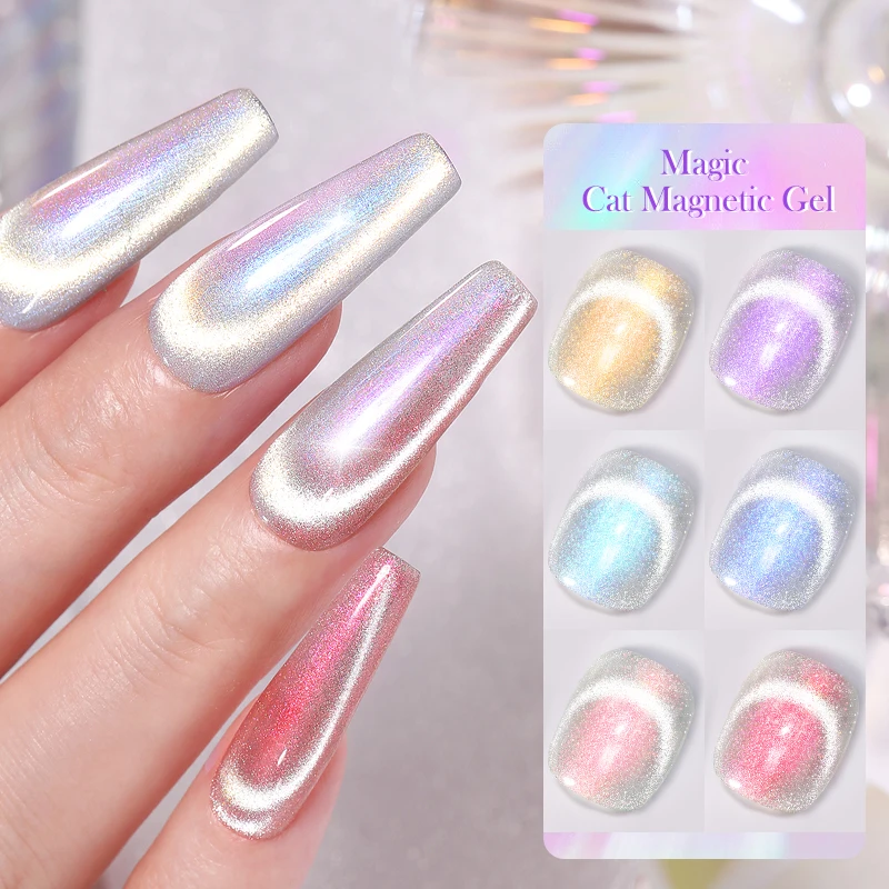 BORN PRETTY OEM создать свой собственный бренд Серебряный Аврора кристалл кошка магнитный гель ногти веганский органический кошачий глаз гель лак