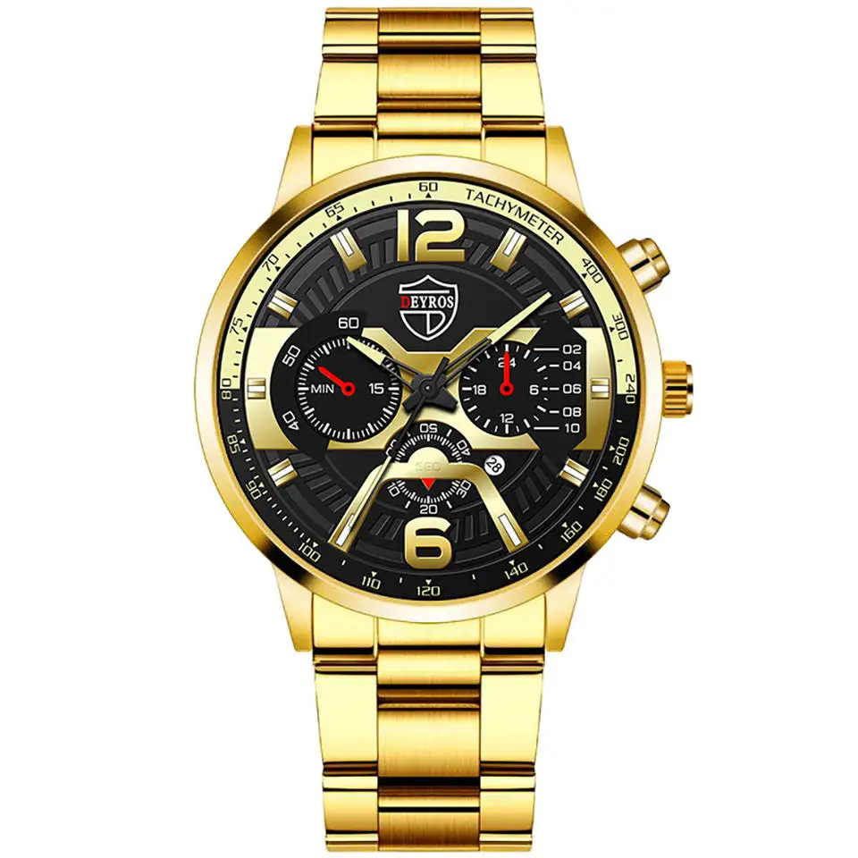 2022 AliExpress Hot Sell New Fashion Men Stainless Steel Calendar Watch Business Quartz Brand Watches Men Wrist Wholesale Clock