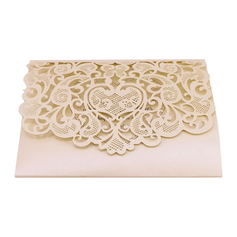  Luxury laser cut gold paper newlyweds designs 3d pop up wedding invitation