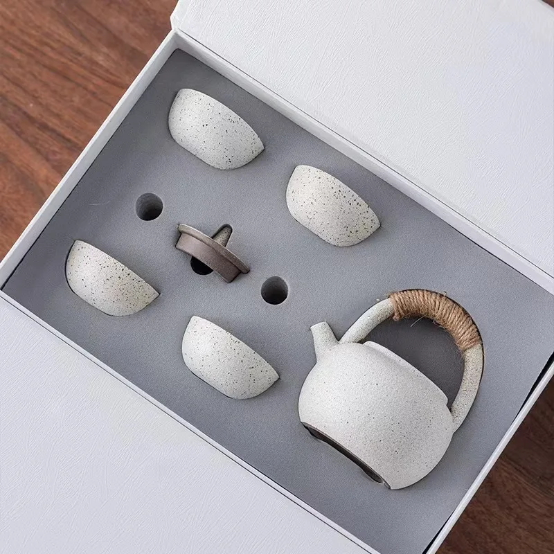 Чайный набор из фарфора кунг-фу в японском стиле ретро с петлей и подарочной коробкой керамическая посуда для кофе