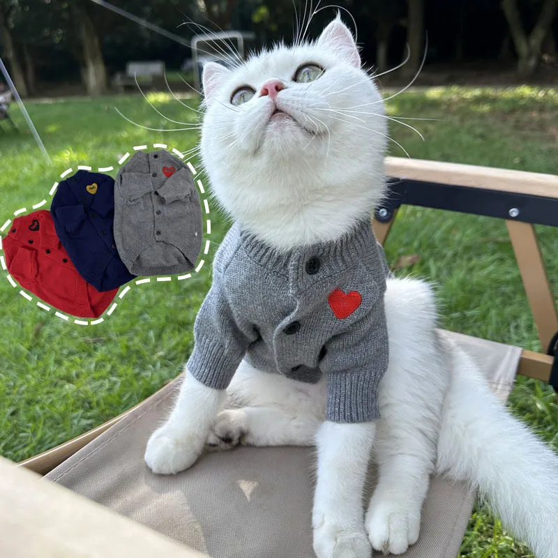 Autumn and Winter Comfortable Fashion Luxury Brand Pet Dog and Cat Sweater Knitted Warm Puppy Cat Designer Dog Clothes Cardigan