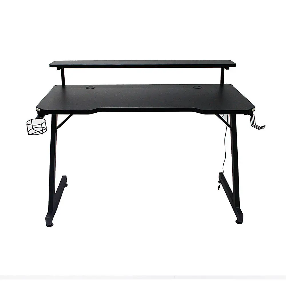 CHARMOUNT High Quality Double-deck Gamer Computer Table PC Gaming Desk Gaming Desk With LED