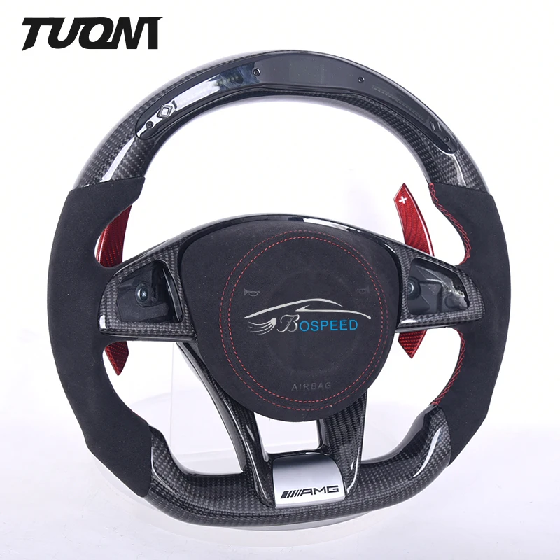 New Design Led Carbon Fiber Racing Car Steering Wheel For Mercedes Benz W204 W205 CLE GLC A45