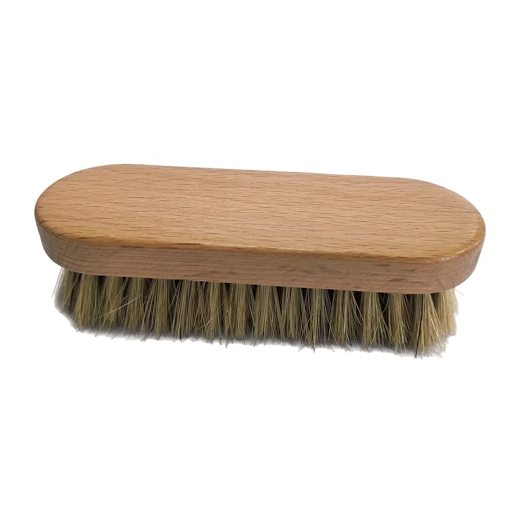 natural beech wood pighair bristle shoe brush polishing buffing  horsehair OEM custom logo 100% dauber brush factory wholesale
