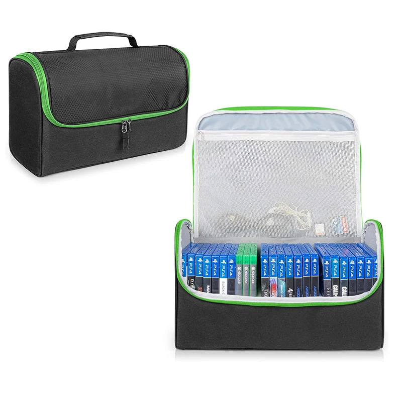Game Disc Case Hold Up to 24 Discs Portable Storage Bag Gaming Disk Organizers Game Disk Travel Case