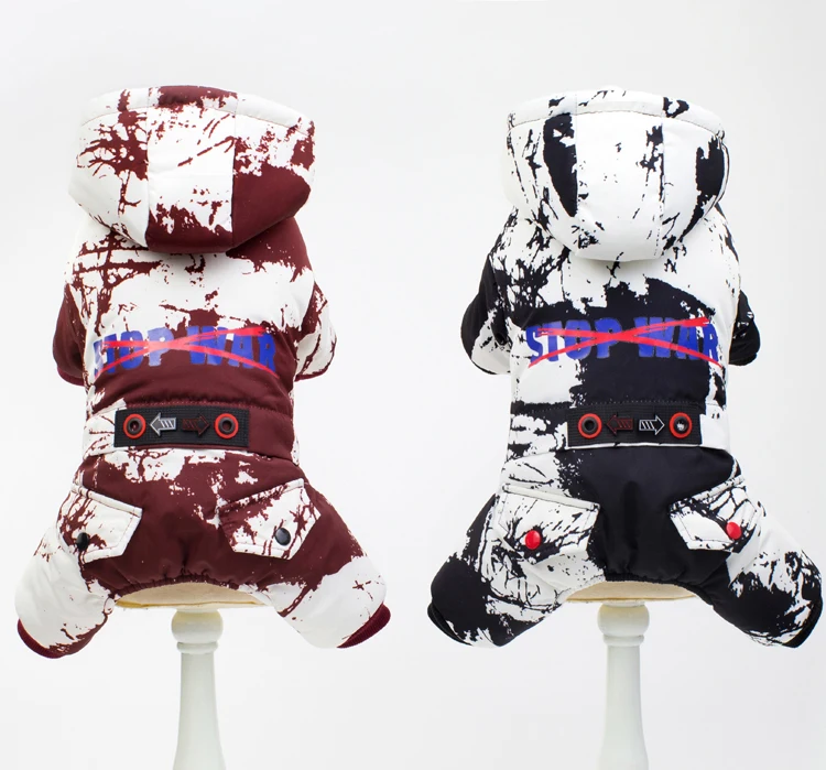 Wholesale fashion 4 legs recovery novelty heated quilted winter dog overalls