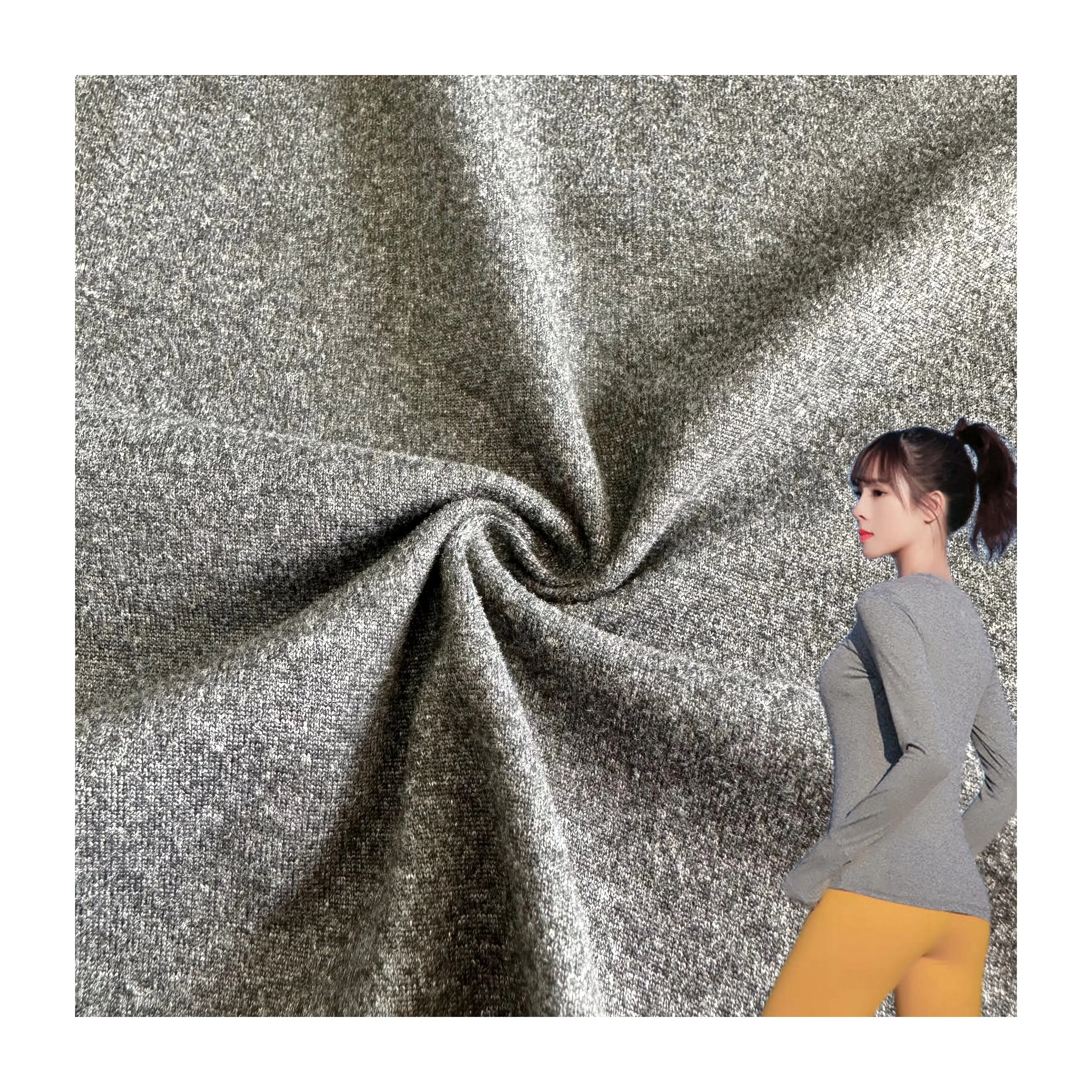 Knit 93 Polyester 7 Spandex brush melange Jersey Cation Yummy Fabric With Brush Or Peach Finish For Yoga Wear Legging