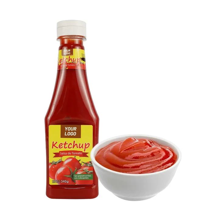 340g*24tins/ctn Organic ketup 28-30% Brix with  bottle  Aseptic Double Concentration Ketchup Bulk Sachet Drum Bottle Bo