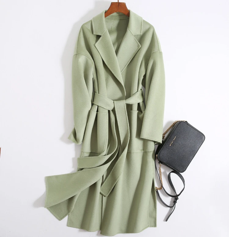 Winter Warm Wool Cashmere Coat For Women High Quality Natural Pure Cashmere Trench Coat