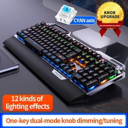 New K100 True Mechanical Axis Keyboard With Hand Rest Phone Holder 104 Keys RGB Backlit Usb Wired Gaming Mechanical Keyboard