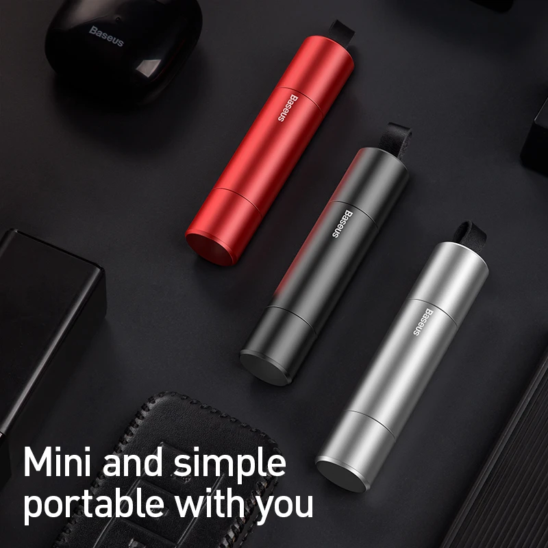 Baseus Portable Car Safety Hammer Window Breaking Flashlight Auto Glass Breaker Life-Saving Tools Car Accessories