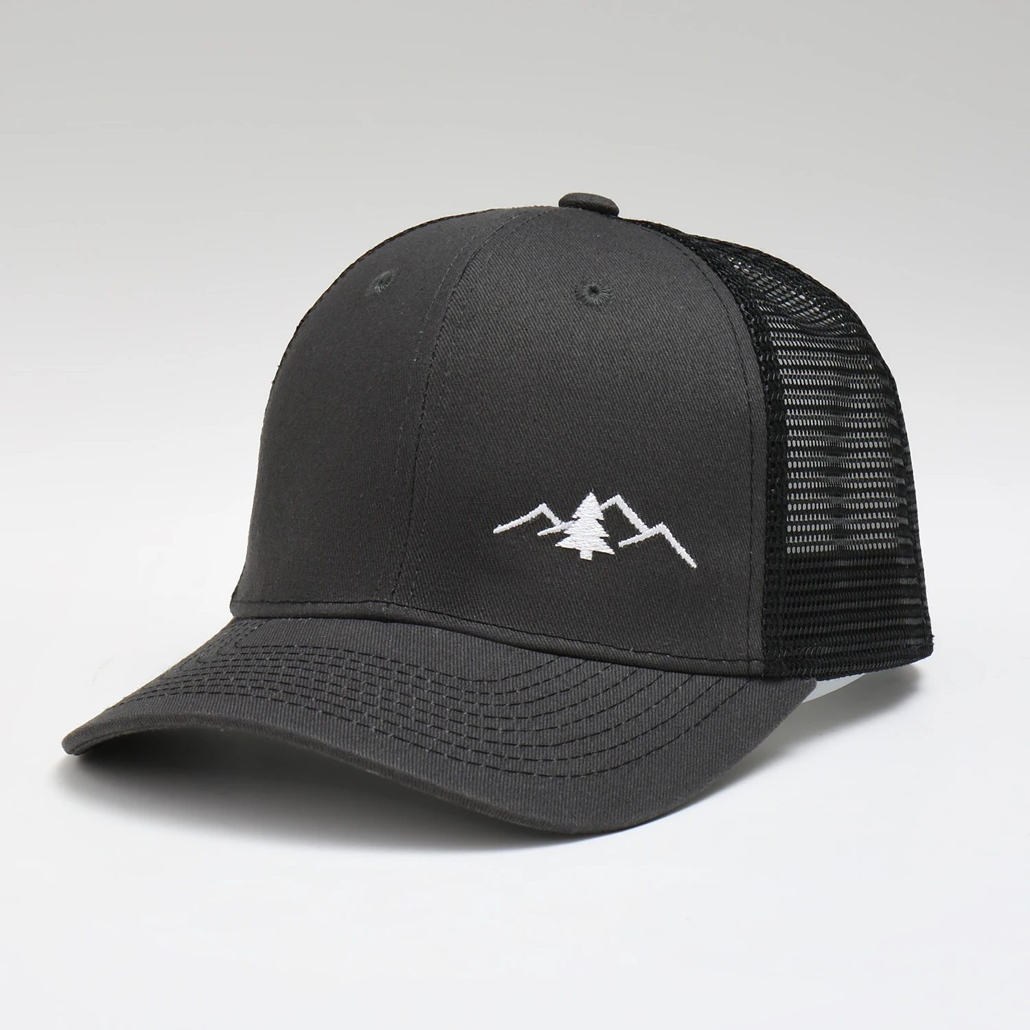 Custom Wholesale Mesh Cap Outdoor Activities Mountain Embroidery Baseball Cap Black Mesh Breathable Trucker Caps for Men