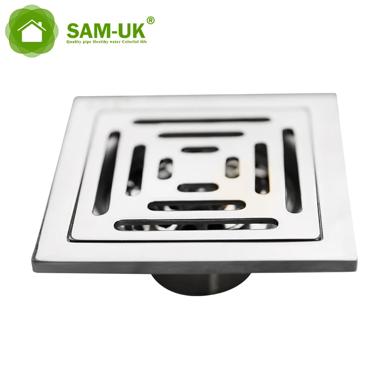 anti odor/ reverse flow balcony square hair catcher trap 304 stainless steel floor waste drain 75mm
