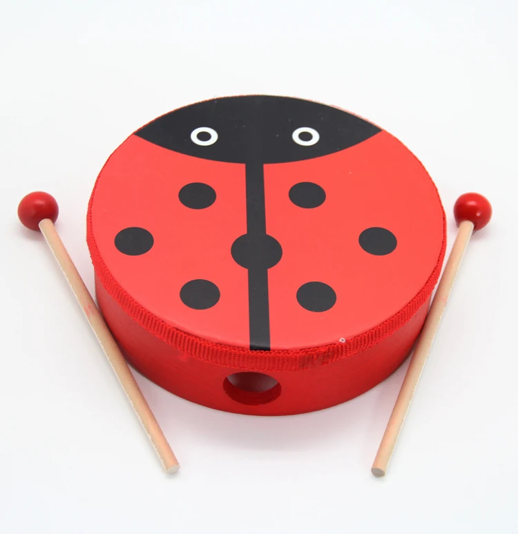 wholesale percussion musical instrumentse colourful cartoon wooden drum with drum stick