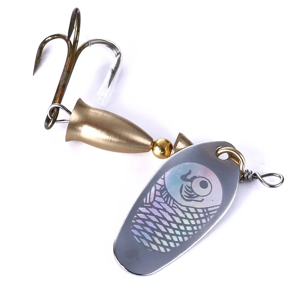 5pcs Set Bag Double Side Paper Card Packaging 7CM 8 5G Mental Gold Fishing Spinner Pesca Tractor Lure Bait