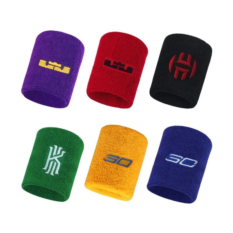 Cheap High Quality Custom Logo Embroidered Terry Cotton Wristbands Cotton Wrist Sweatband