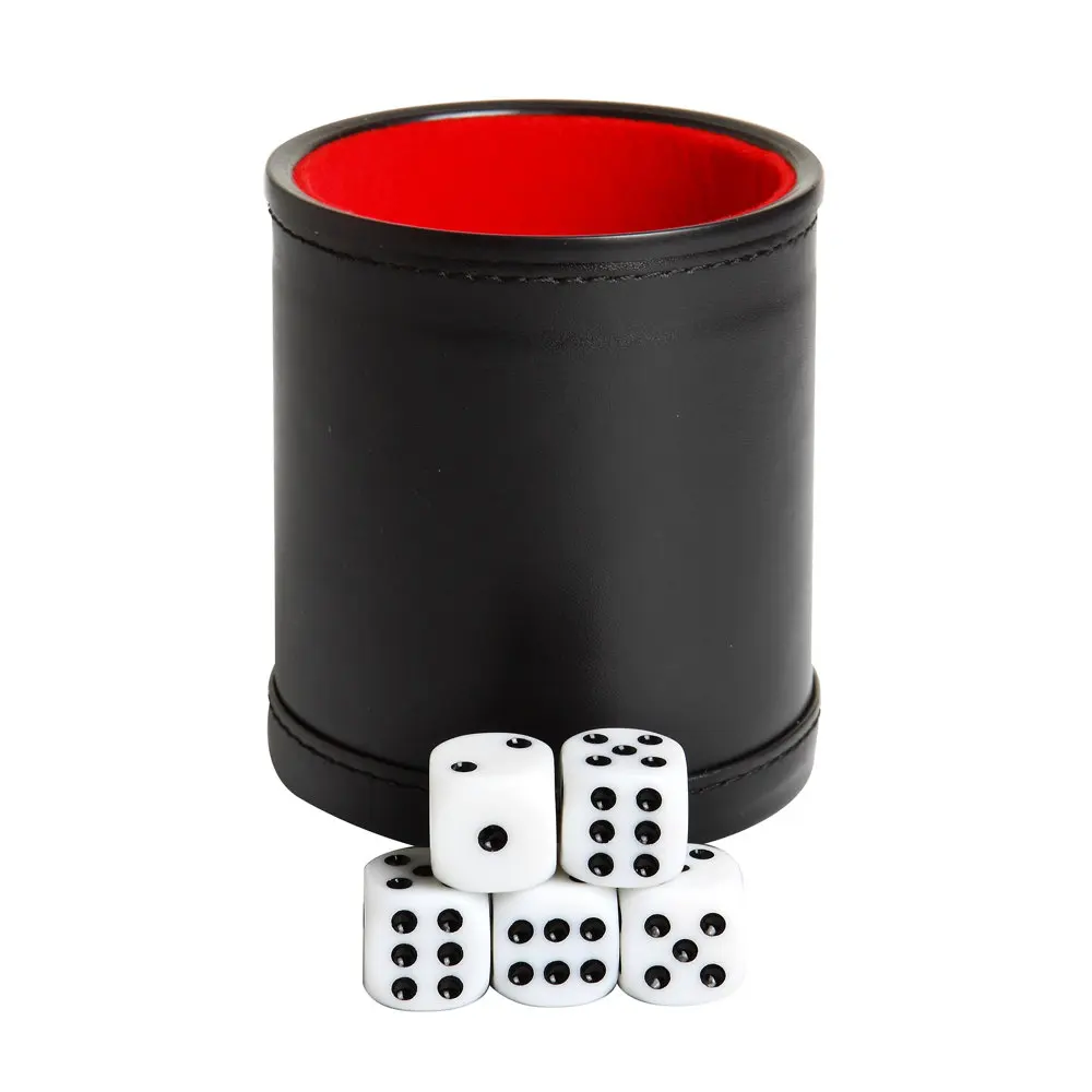 Dice Cup Custom Professional Sturdy-durable PU Leather Silence Game Dice Shaker Cup with Dice