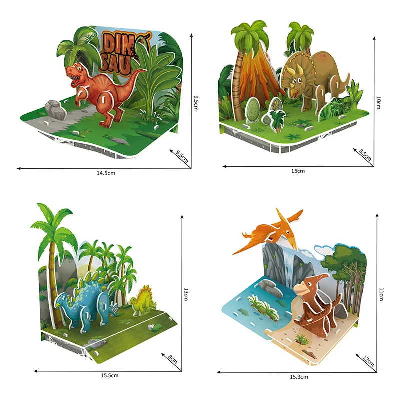 New Hot Items 4 in 1 Assembly Jurassic dinosaurs World with jungle scene 3D foam Puzzles Kids Education Game puzzles