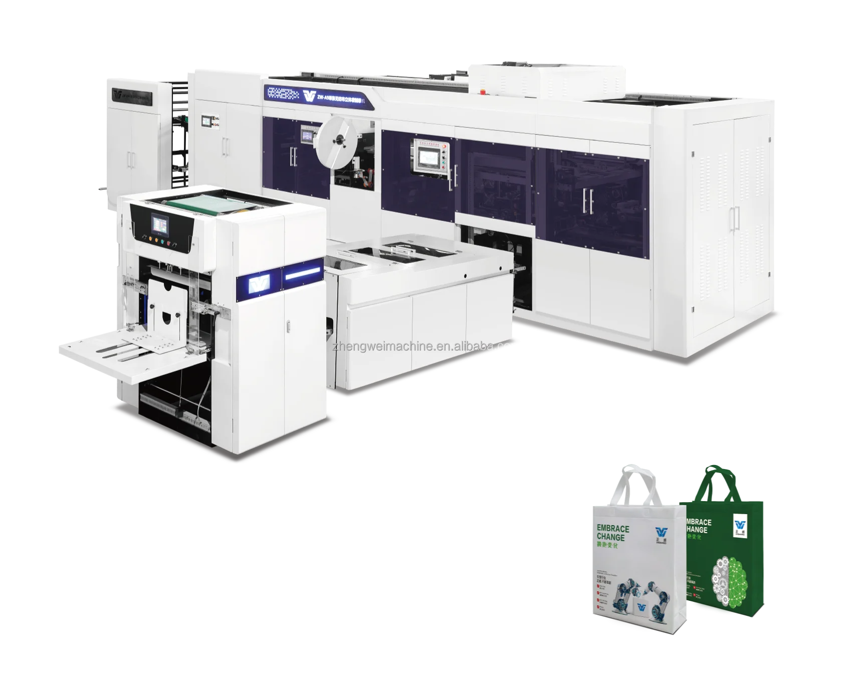 Zw-A9  using LCD touch screen operation one psc Non Woven Shopping Handle Box Bag Making Machine