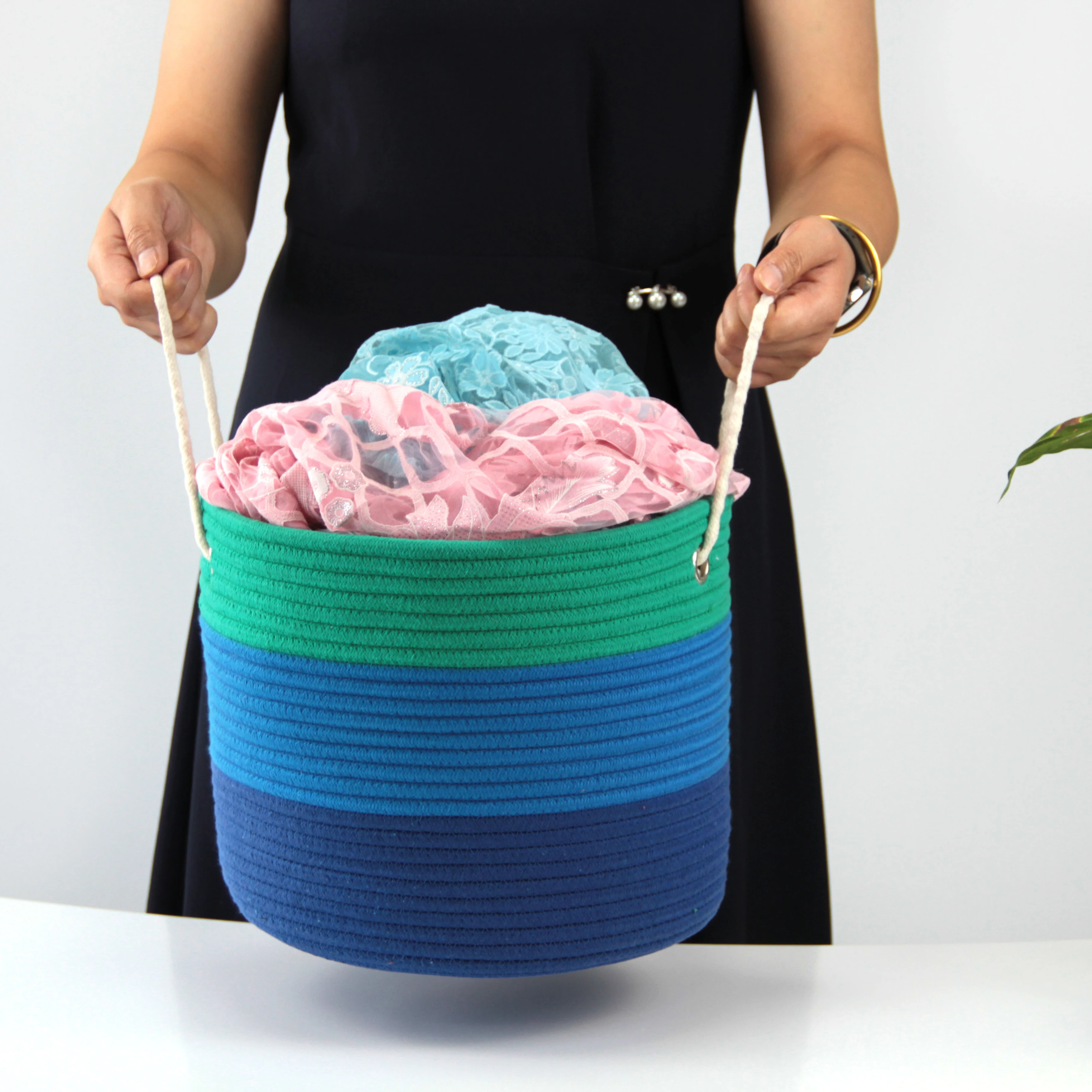 Storage Baskets other storage woven basket foldable Handmade customization cotton rope basket durable Washable Toys