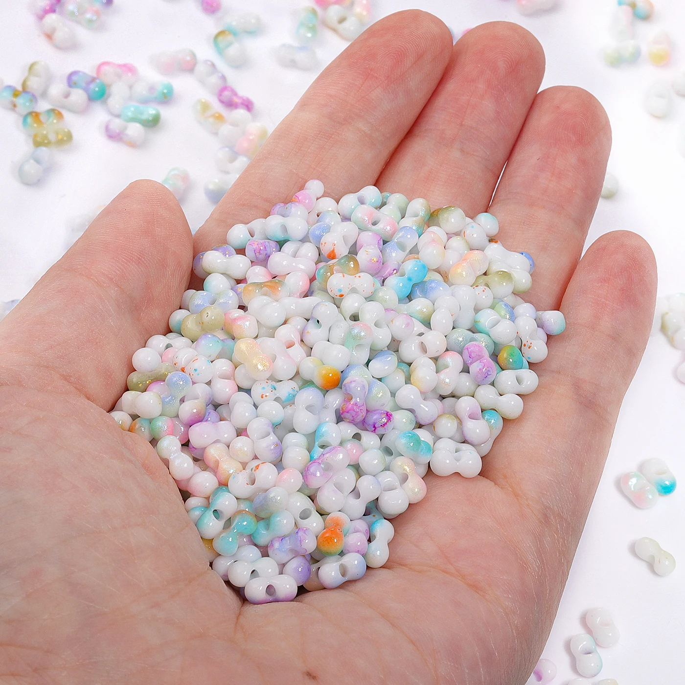 2024 New Design Peanut Beads   Glass Glass Beads Peace Lock Bling Bling Kids Love For Bracelet DIY Accessories