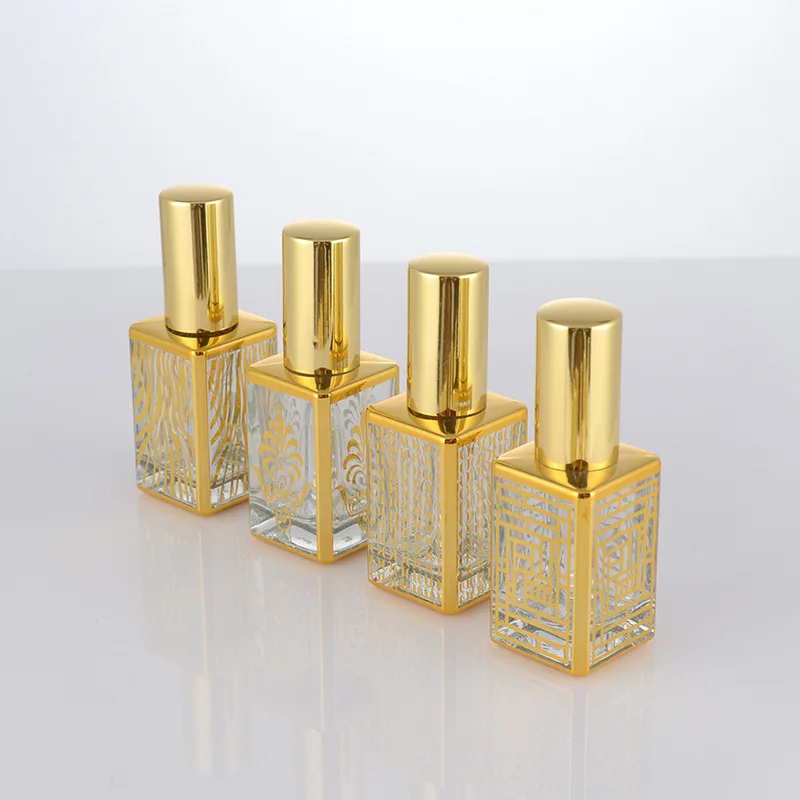 luxury Empty mini glass arabic perfume bottle golden arabic 10ml