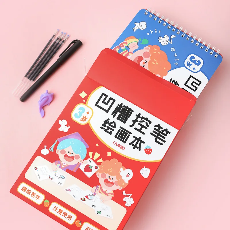 2024 New Children Groove Drawing Book Reusable Enlightenment Graffiti Sketch Books English Word for Young Kids Drawing Book