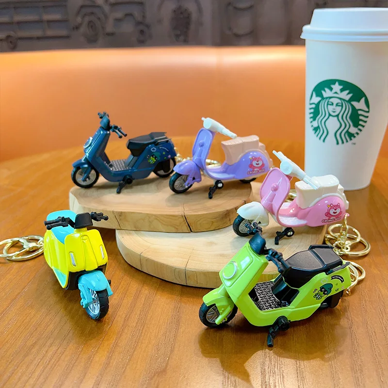 Wholesale Kawaii Cute Cartoon Motorcycle Key Chain Holder Accessories Metal Mini Electric Bicycle KeyChain