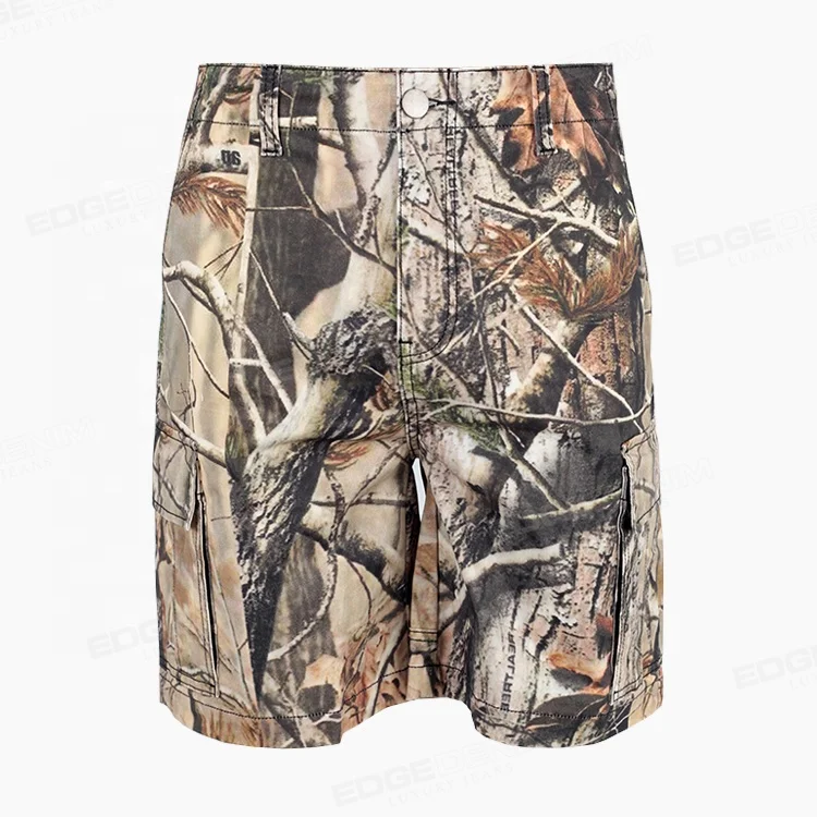 EDGE DENIM Custom High Quality Heavy Weight Paint Splatters Cargo Camouflage Camo Jeans Shorts Pants Men