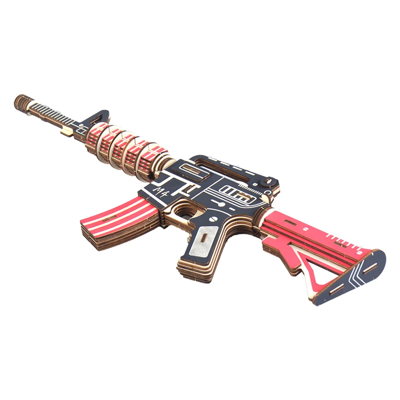 The best selling pistol simulation model 3D puzzle game wooden puzzle boy gift.