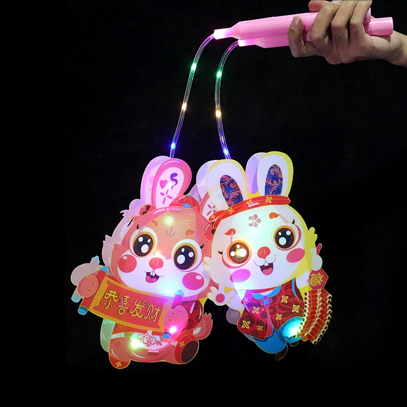 light up toys led flashing Rabbit handle lantern for new year Business cheap gifts