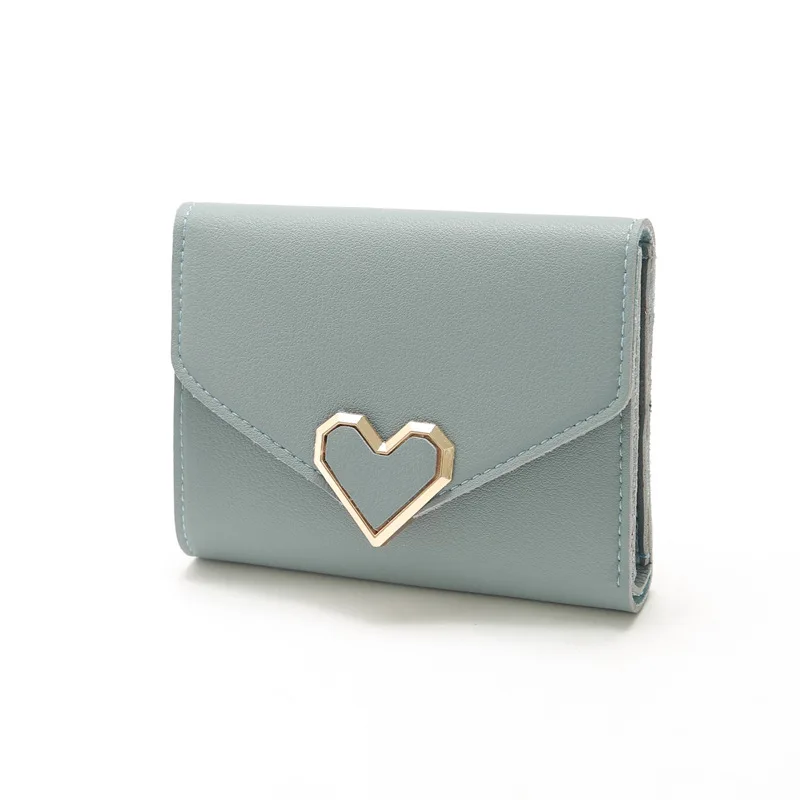 Cheap promotion vegetable leather wallet nice design heart shaped purse new ladies short wallet