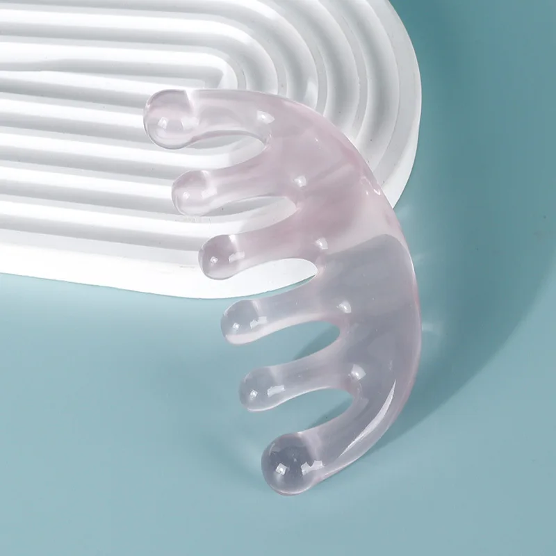 Custom Scalp Gua Sha Comb Wholesale Resin Sandal Scalp Big Wide Tooth Massaging Hair Comb