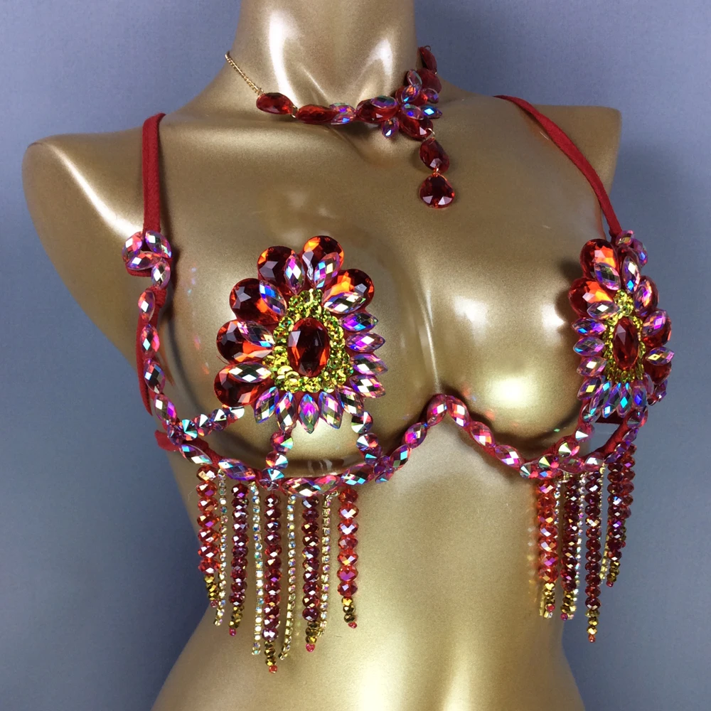 New Design Top Grade Sexy Women Belly Dance Samba Carnival Samba Carnival For Women Wire Bra & Belt stones Samba Suit