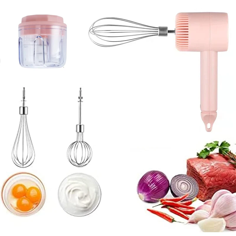 3-Speed Adjustable Cordless Garlic Chopper Electric Food Blenders Portable Egg Beater