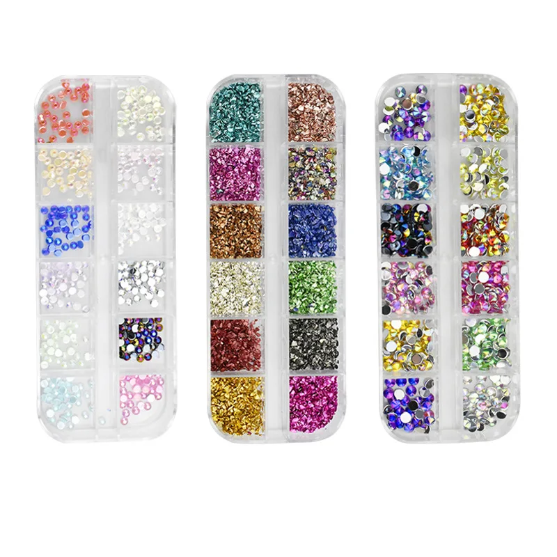 Internet celebrity hot nail accessories new nail jelly AB flat bottom diamond accessories colored set nail stickers