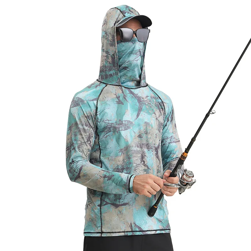 Outdoor Sun Protection T-Shirt Fishing Suit with Sunscreen Clothing and Face Mask