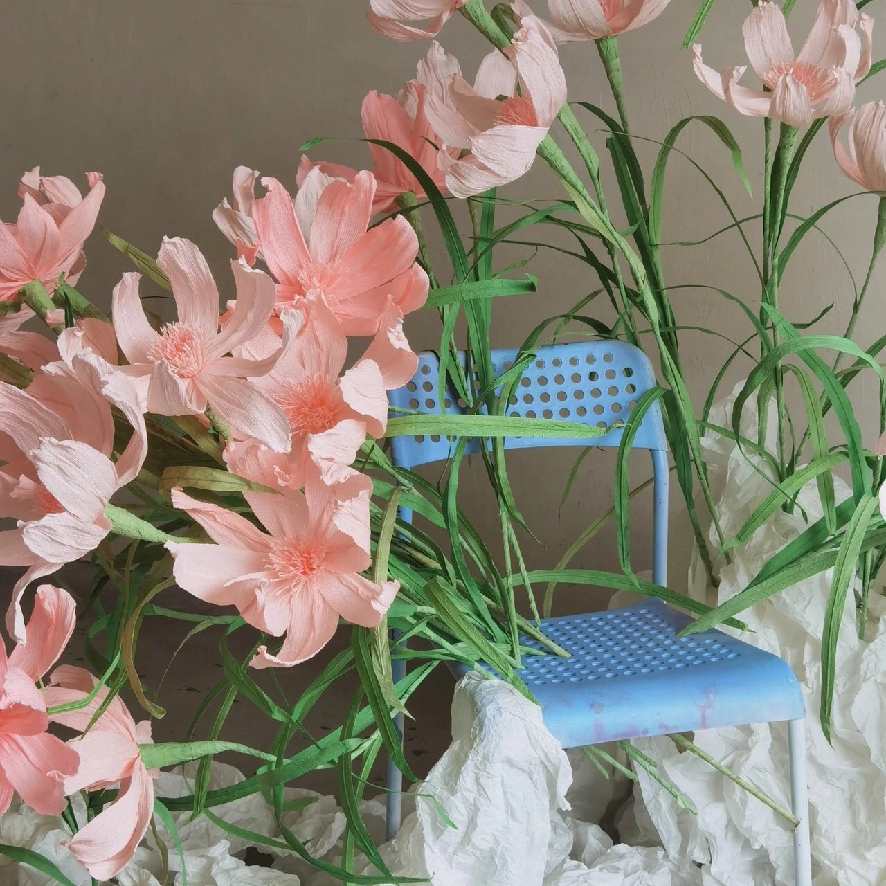 W-169 Wholesale Artificial pink giant paper flowers for Wedding photo booth Backdrop decoration