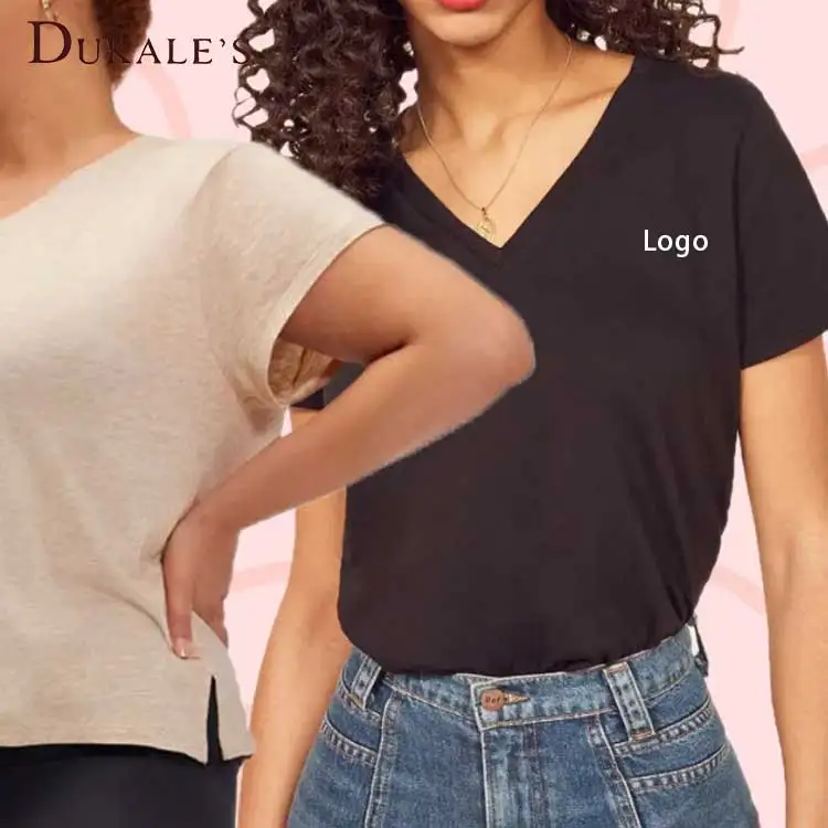 v neck t shirts women polyester Lady Women Mom V Neck Lady T-Shirt Funny Pure Color Short Sleeve Casual Tee Tops Women T-Shirt