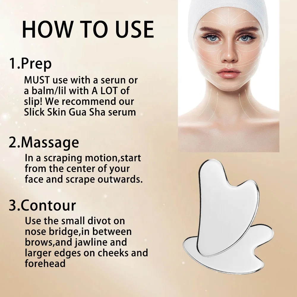 Guasha facial tools Stainless Steel Beauty skin Massage scraping board lymphatic drainage lift skin Gua sha